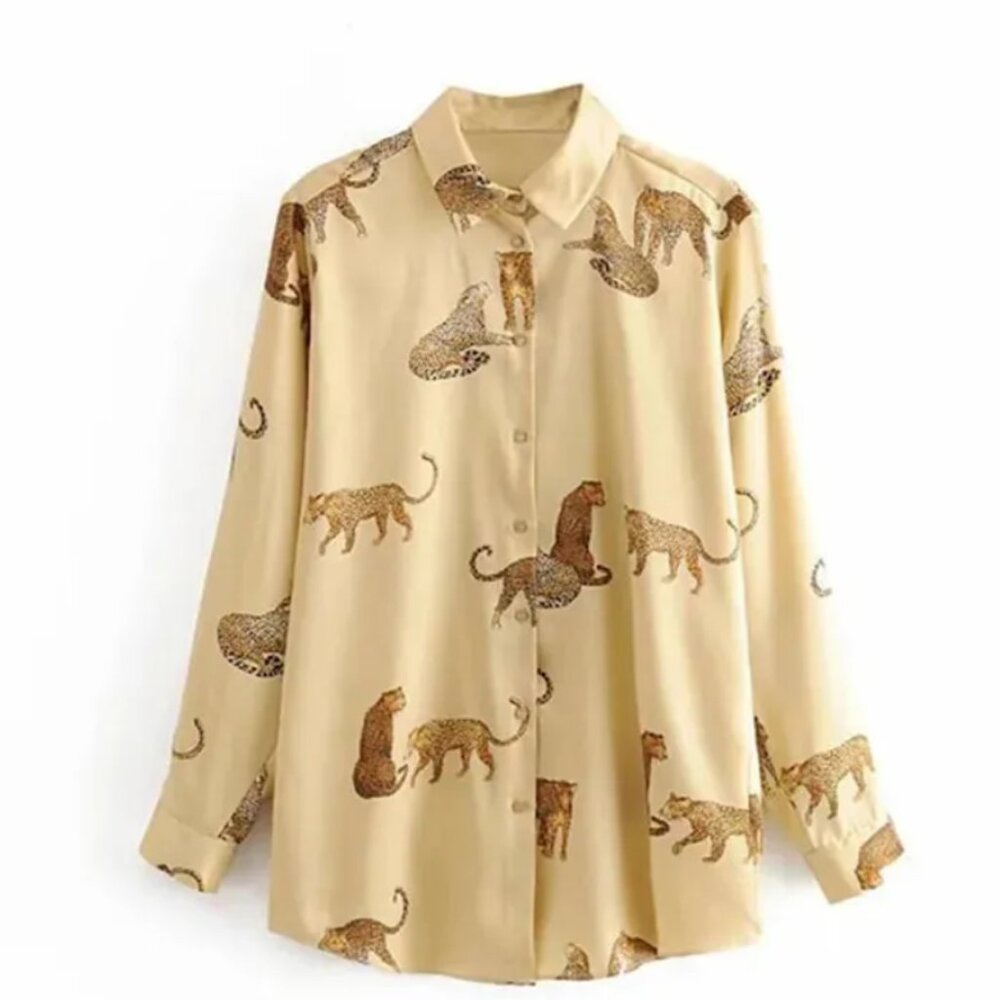 Satin Cheetah Blouse